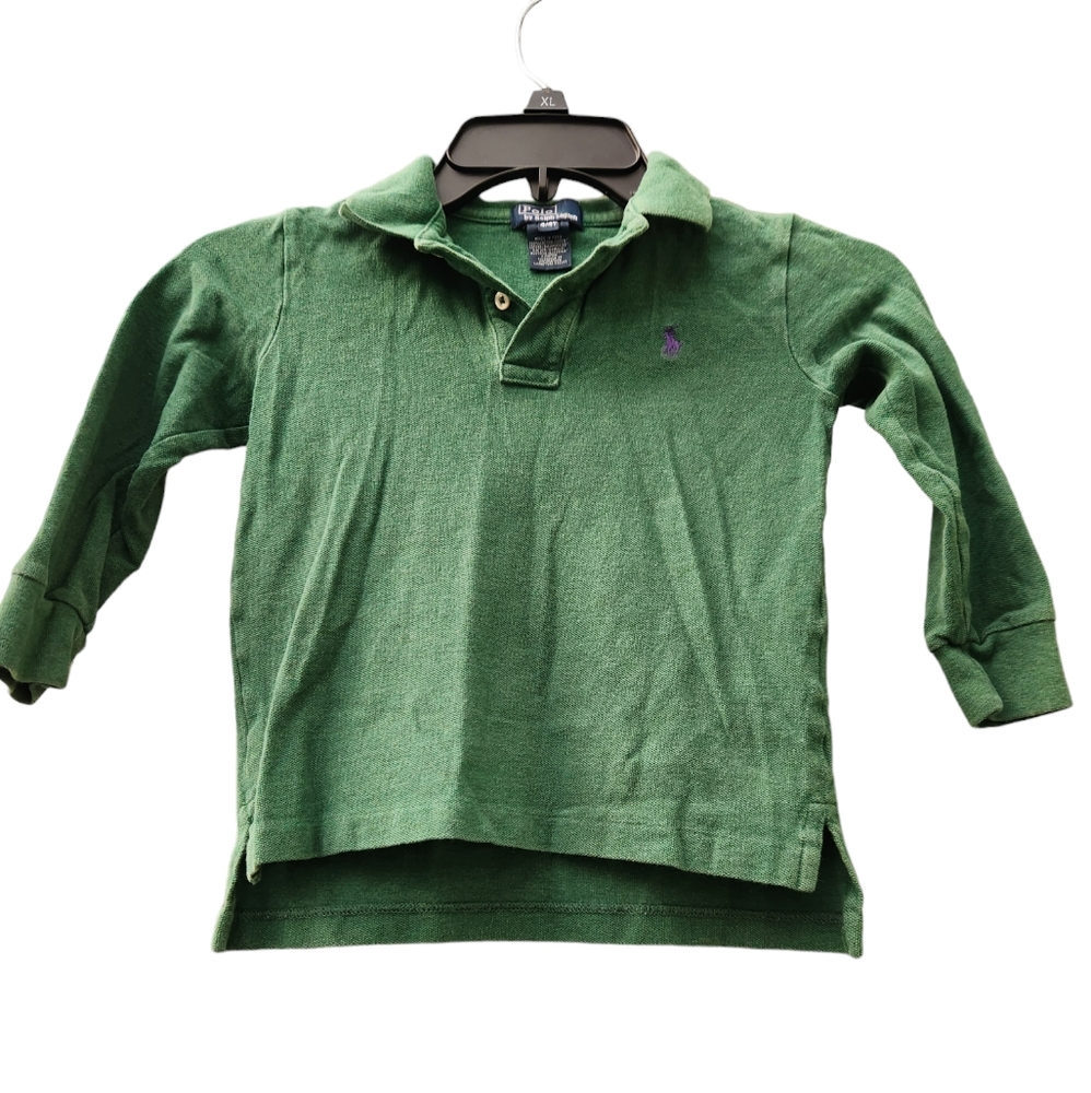 Polo By Ralph Lauren Boy's Polo Long Sleeves Size 4/4T Green Toddler